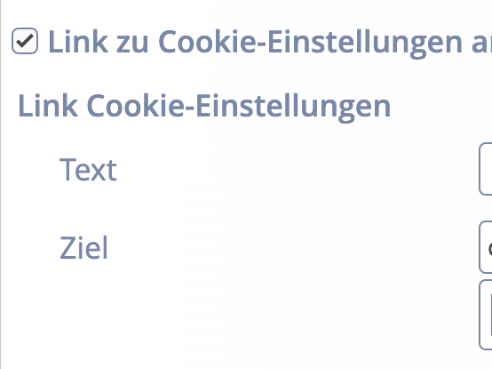 Konfiguration Link zu Cookie Einstellungen