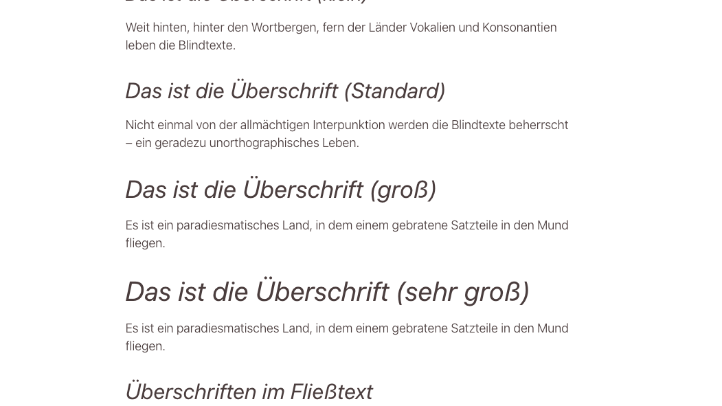 Größe der Überschriften im Newsletter