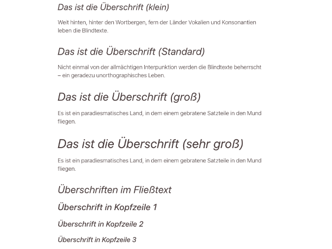 Größe der Überschriften im Newsletter