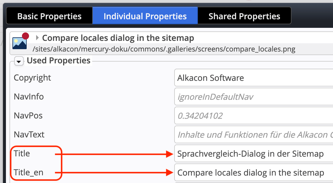 Lokalisierte Varianten von „gemappten“ Eigenschaften